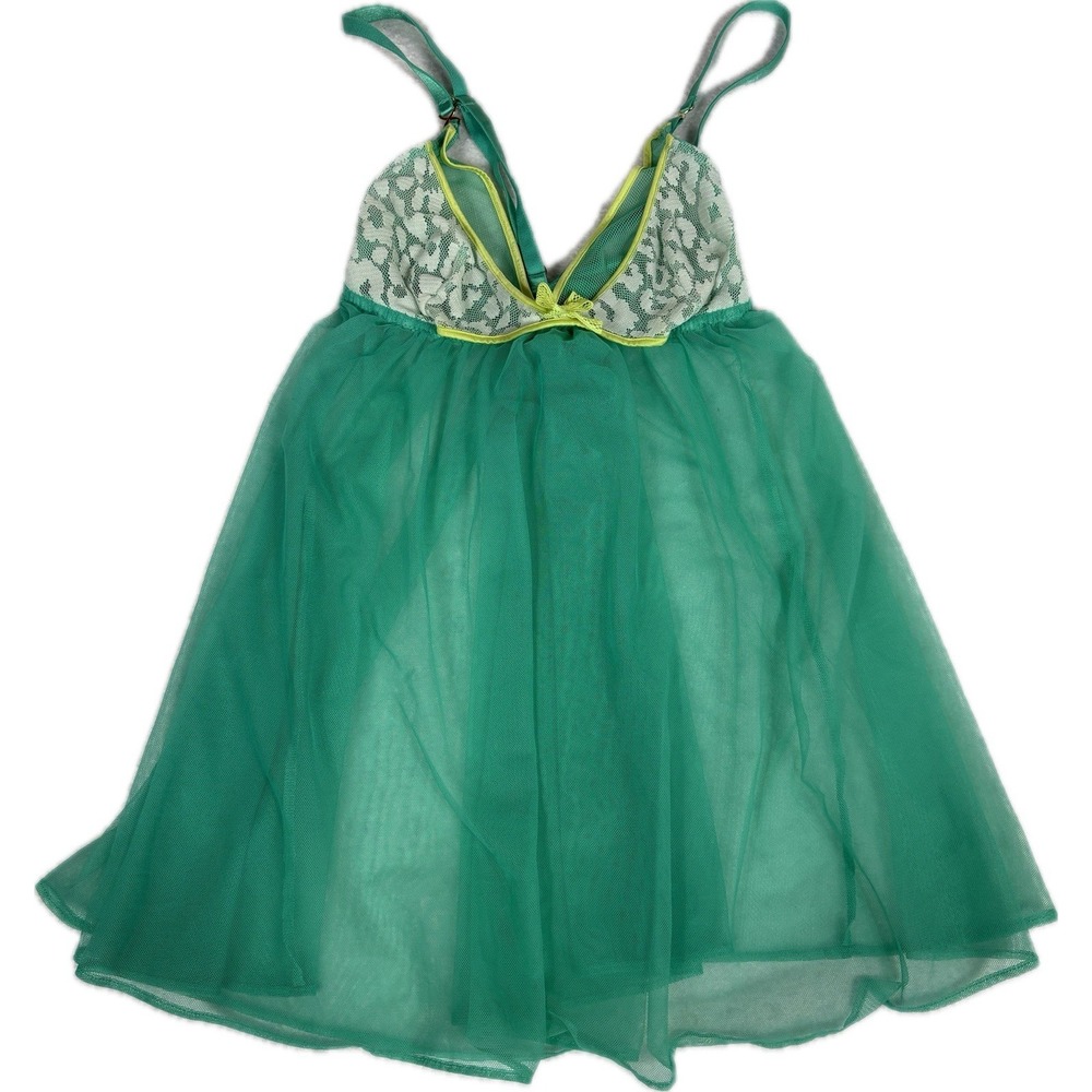 Cheetah Yellow Sexy Lingerie Babydoll Top Y2k Flowy Womens XS/S Sea Green